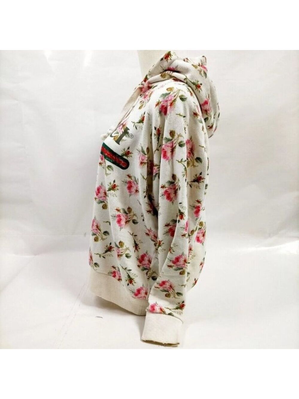 Authentic Gucci Floral Logo GG Web Stripe Cream Hoodie Sweatshirt LuxuryDesigner - Picture 3 of 8